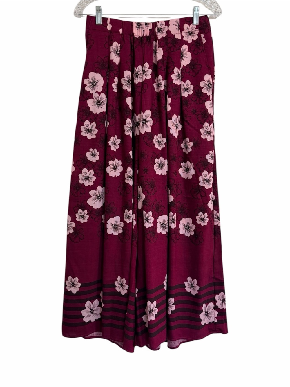 Umgee Floral Wide Leg Cropped Pants